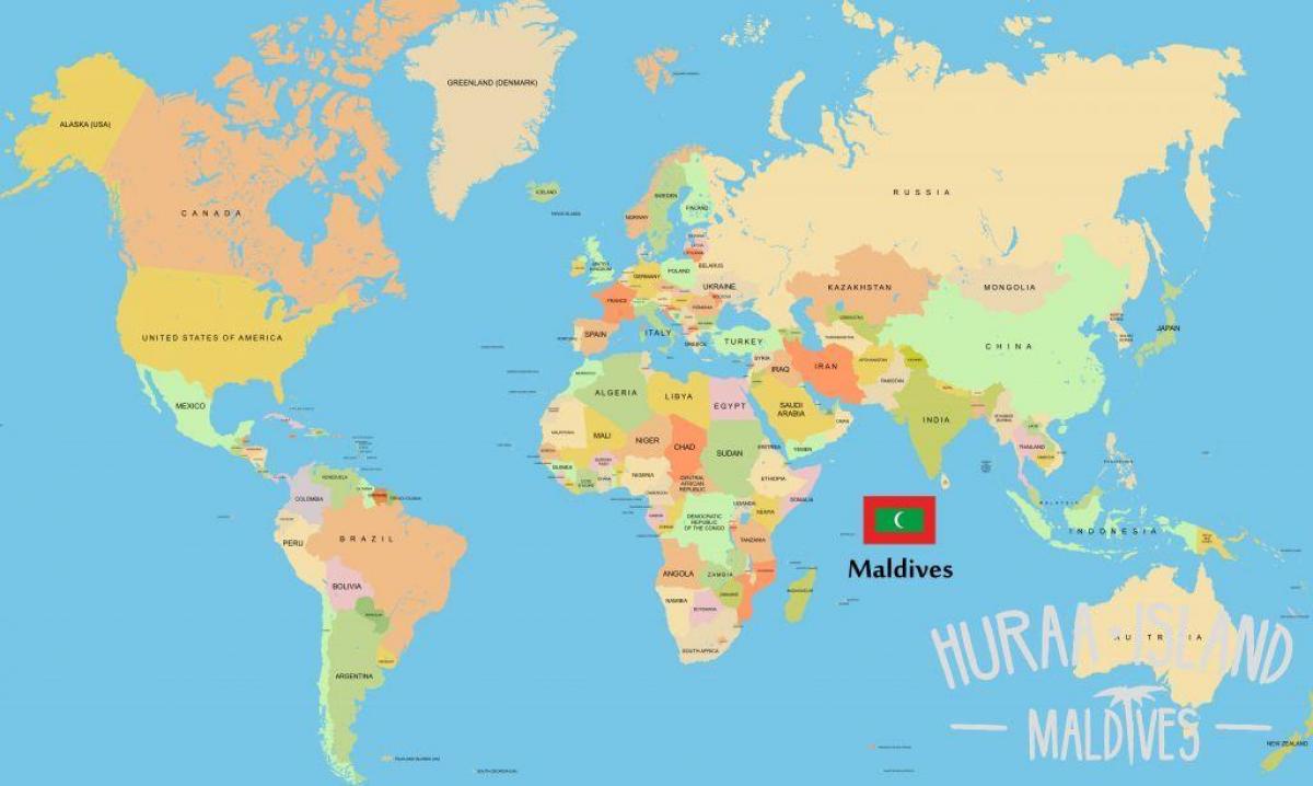 kart Maldiv adaları dünyanın xəritəsi